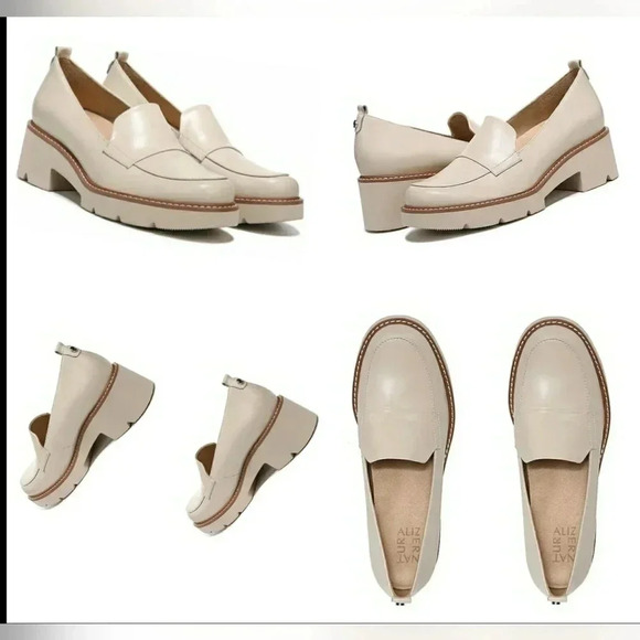 Preppy 10 Academia Ivory Leather Slip-On Minimalist Classic Career Loafer New - Picture 2 of 5